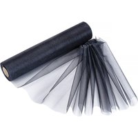 Neel Blue Organza Roll Snow Sheer Glitter Fabric, Chair Bow Sash - 25m x 29cm in Black | Size: 25m x 29 cm