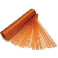 Neel Blue Organza Roll Snow Sheer Glitter Fabric, Chair Bow Sash - 25m x 29cm in Orange | Size: 25m x 29 cm
