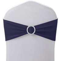 Neel Blue Spandex Chair Band with Slider Buckle, Stretchy Chair Cover Band Sash in Navy