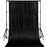Neel Blue Shiny Sequin Backdrop Glitter Curtain - 4x7FT in Black