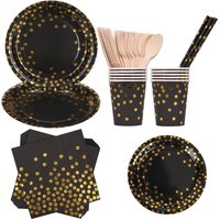 Neel Blue 80PCS Dinnerware Set - Party Supplies Paper Tableware in Black