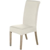 Neel Blue High-Back Spandex Stretch, Universal Armless Chair Protective Slipcover in Ivory