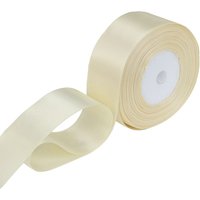 Neel Blue Double Sided Satin Polyester Ribbon Roll, 25mm x 25 Metres in Cream