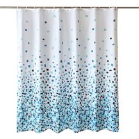 Neel Blue Mosaic Blue Polyester Shower Curtain, Water-Resistant Bathroom Curtain With 12 Hooks - 180x200cm | Size: 180 cm width x 180 cm drop
