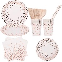 Neel Blue 80PCS Dinnerware Set - Party Supplies Paper Tableware in Off-White
