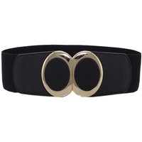 Stretchy Waist Belt Circular Shiny Buckle