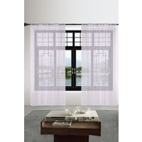 Neel Blue Semi-Transparent Voile Curtain, Pair Window Curtain 2 Panel in White | Size: 142 cm width x 229 cm drop