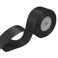 Neel Blue Double Sided Satin Polyester Ribbon Roll, 25mm x 25 Metres in Black