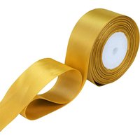 Neel Blue Double Sided Satin Polyester Ribbon Roll, 25mm x 25 Metres in Metallic Gold