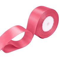 Neel Blue Double Sided Satin Polyester Ribbon Roll, 25mm x 25 Metres in Pink