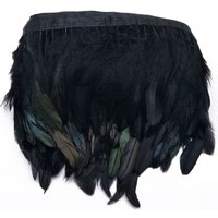 Neel Blue 2 Metres Rooster Feather, Hackle Feather Fringe for Sewing, Dress Trim in Charcoal