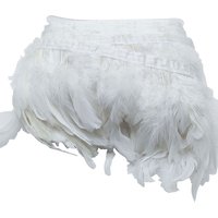 Neel Blue 2 Metres Rooster Feather, Hackle Feather Fringe for Sewing, Dress Trim in White