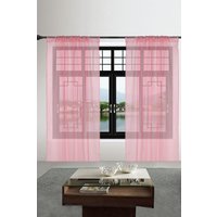 Neel Blue Semi-Transparent Voile Curtain, Pair Window Curtain 2 Panel in Light Pink | Size: 142 cm width x 229 cm drop