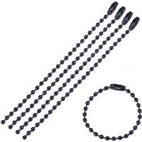 Neel Blue Metal Tag Chain 15cm Long Metal Ball Beads Chain, 100pcs in Black