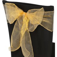 Neel Blue Organza Chair Sashes Wider Fuller Bow for Party Decoration, 17cm x 280cm in Gold | Size: 17 cm x 280 cm