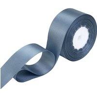 Neel Blue Double Sided Satin Polyester Ribbon Roll, 25mm x 25 Metres in Metallic Silver