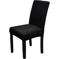 Neel Blue Velvet Chair Cover, Spandex Stretch Dining Chair Slipcovers in Black