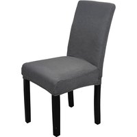 Neel Blue Velvet Chair Cover, Spandex Stretch Dining Chair Slipcovers in Dark Grey