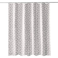 Neel Blue Abstract Geometric Bathroom Shower Curtain with 12 Hooks, Mould & Mildew Resistant- 180cm x 180cm in Grey | Size: 180 cm width x 200 cm drop