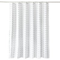 Neel Blue Bathroom Shower Curtain, Polyester Fabric Anti-Mould Water-Resistant Curtains in White | Size: 180 cm width x 200 cm drop