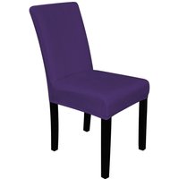 Neel Blue Velvet Dining Chair Covers, Stretchable Spandex High-Back Dining Slipcovers in Purple