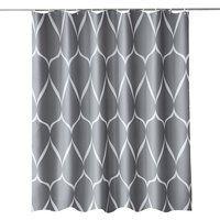 Neel Blue Lattice Design Bathroom Shower Curtain with Hooks, Anti-Mould Mildew Resistant in Dark Grey | Size: 180 cm width x 200 cm drop