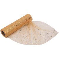 Neel Blue 29cm x 25m Tulle Fabric Roll Sparkle Sequin Glitter Mesh Fabric for Xmas in Gold