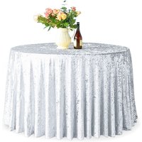 Round Crushed Velvet Table Cloth, Washable Soft Fabric Glitz Table Cover - 108"
