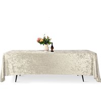 Neel Blue Diamond Velvet Rectangle Tablecloth - 90 x 156 Inch in Off-White
