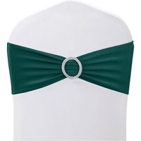 Neel Blue Spandex Chair Band with Slider Buckle, Stretchy Chair Cover Band Sash in Emerald