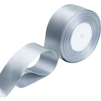 Neel Blue Double Sided Satin Polyester Ribbon Roll, 25mm x 25 Metres in Silver