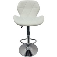Neel Blue Modern Barstool, PU Leather Swivel Height Adjustable Bar Chair in White