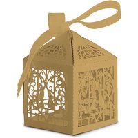 Neel Blue Candy Gift Favour Boxes with Organza Ribbon, 50pcs in Gold