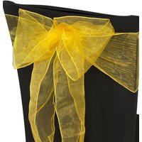 Neel Blue Set of 25 Organza Sashes Wider Fuller Bow for Party Decoration, 17cm x 280cm in Metallic Gold | Size: 17 cm x 280 cm