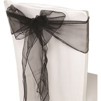 Neel Blue Set of 25 Organza Sashes Wider Fuller Bow for Party Decoration, 17cm x 280cm in Black | Size: 17 cm x 280 cm