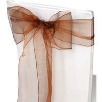 Neel Blue Set of 25 Organza Sashes Wider Fuller Bow for Party Decoration, 17cm x 280cm in Light Brown | Size: 17 cm x 280 cm