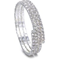 Neel Blue Women's Silver 3-Row Crystal Upper Arm Cuff Diamante Bracelet