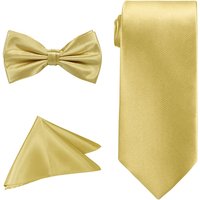 Bow Tie Necktie & Pocket Square Tie Set Casual & Formal Wear Gold
