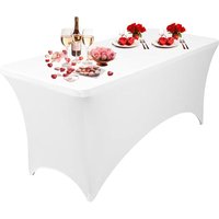 Neel Blue 6FT Rectangle Patio Tablecloth Elastic Spandex Table Cover in White