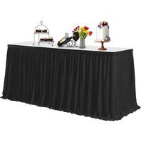 Neel Blue 17ft Pleated Table Skirt Polyester Table Skirt for Tableware, Banquet, Events Decor in Black