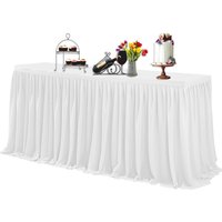 Neel Blue 17ft Pleated Table Skirt Polyester Table Skirt for Tableware, Banquet, Events Decor in White