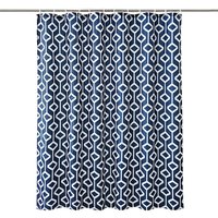 Neel Blue Abstract Geometic Shower Curtain, Navy Blue - 180cm x 180cm | Size: 180 cm width x 200 cm drop