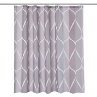 Neel Blue Lattice Grey Polyester Shower Curtain, Water-Resistant Bathroom Curtain With 12 Hooks - 180x200cm | Size: 180 cm width x 180 cm drop
