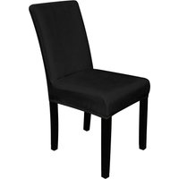 Neel Blue Velvet Dining Chair Covers, Stretchable Spandex High-Back Dining Slipcovers in Black