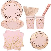 Neel Blue 80PCS Dinnerware Set - Party Supplies Paper Tableware in Pink
