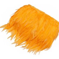 Neel Blue 2 Metres Rooster Feather, Hackle Feather Fringe for Sewing, Dress Trim in Orange
