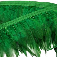 Neel Blue 2 Metres Rooster Feather, Hackle Feather Fringe for Sewing, Dress Trim in Green