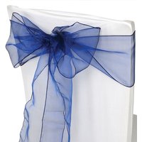 Neel Blue Organza Chair Sashes Wider Fuller Bow for Party Decoration, 17cm x 280cm in Navy | Size: 17 cm x 280 cm