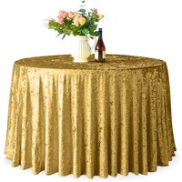 Round Crushed Velvet Table Cloth, Washable Soft Fabric Glitz Table Cover - 108"