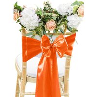 Neel Blue Set of 25 Satin Chair Sashes for Weddings Birthday Party Decoration, 7" x 108" in Orange